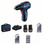 Bosch Akumulatorski vrtalni vijačnik GSR 12V-30 (2x2Ah) s priborom in kovčkom