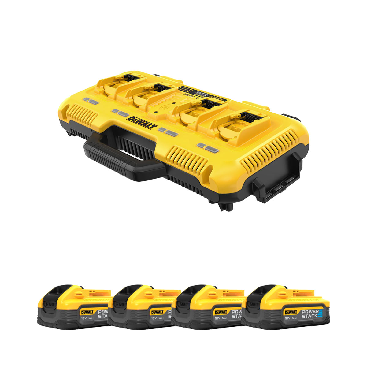 DeWalt DCB104H4-QW Vierfach-Schnellladegerät mit 4x 5Ah POWERSTACK Akkus DeWalt DCB104H4-QW Vierfach-Schnellladegerät mit 4x 5Ah POWERSTACK Akkus