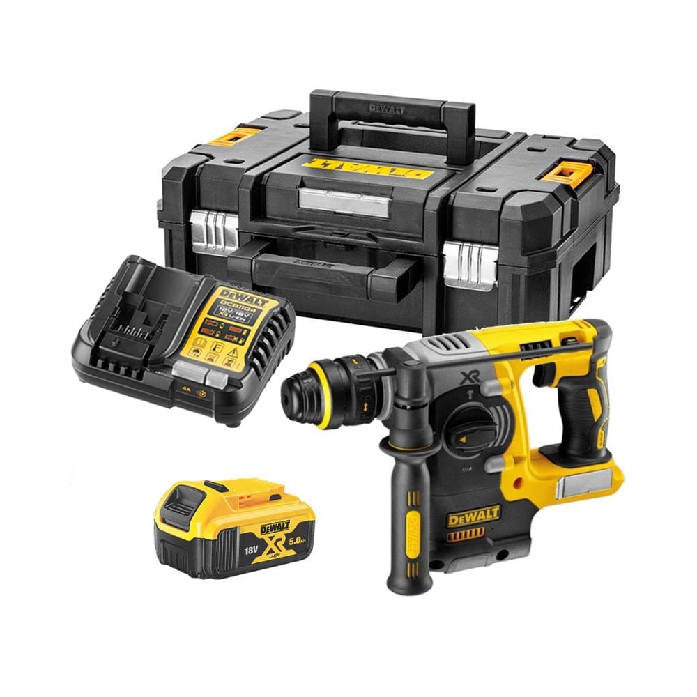 DeWalt DCH274P1T-QW 18V XR SDS+ Bohrhammer mit Schnellspannfutter, mit 1x 5 Ah Akku, Ladegerät und Koffer DeWalt DCH274P1T-QW 18V XR SDS+ Bohrhammer mit Schnellspannfutter, mit 1x 5 Ah Akku, Ladegerät und Koffer
