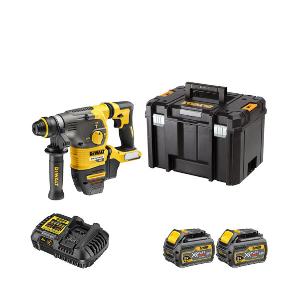 DeWalt DCH323T2-QW 54V XR FLEXVOLT SDS Bürstenloser 3-Modus-Bohrhammer mit 2x 6Ah Akkus, Ladegerät und Koffer