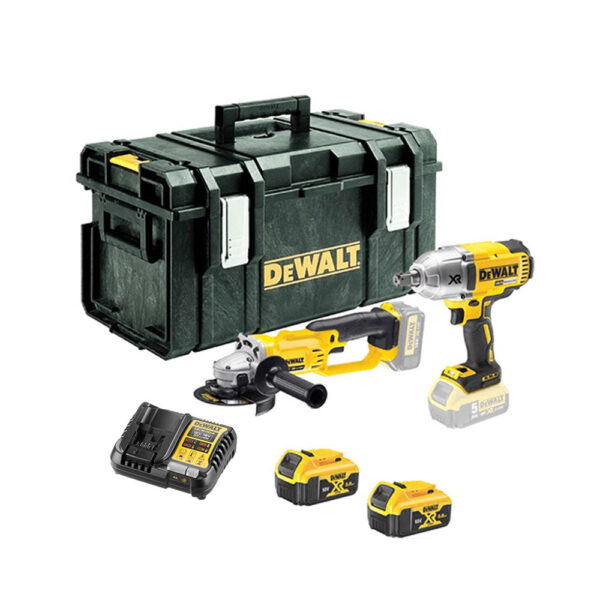 DeWalt DCK269P2-QW 18V XR DCF899 bürstenloser Drehschlagschrauber + DCG412 Akku-Winkelschleifer Doppelpack mit 2x 5.0Ah Batterien, Ladegerät und DS300 Tragkoffer TOUGHSYSTEM