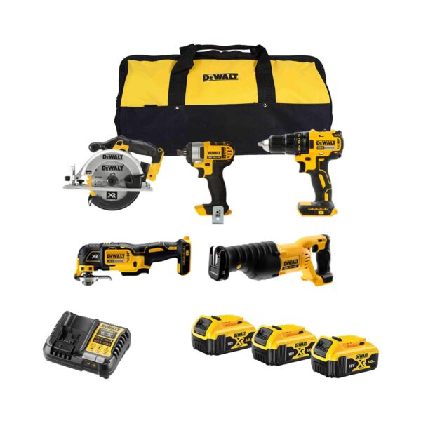 DeWalt DCK525P3 18V 5-Maschinen Elektrowerkzeugset mit 3x 5 Ah Akkus, Ladegerät und Tasche