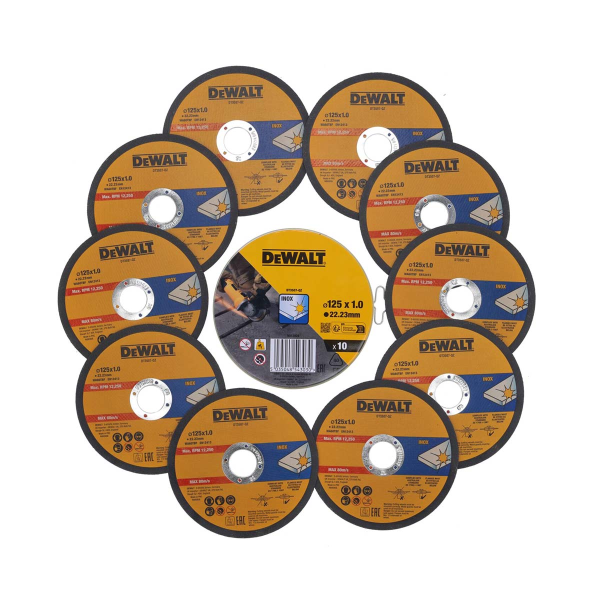 DeWalt DT3507-QZ Standard Edelstahl Trennscheibe, flach 125mm x 1.0mm, 10 stk. DeWalt DT3507-QZ Standard Edelstahl Trennscheibe, flach 125mm x 1.0mm, 10 stk.