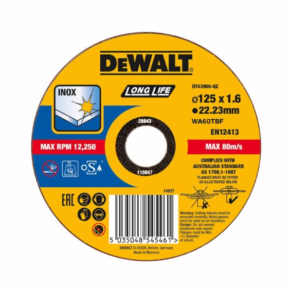 DeWalt DT43906-QZ rezalna plošča za nerjaveče jeklo 125×1,6mm