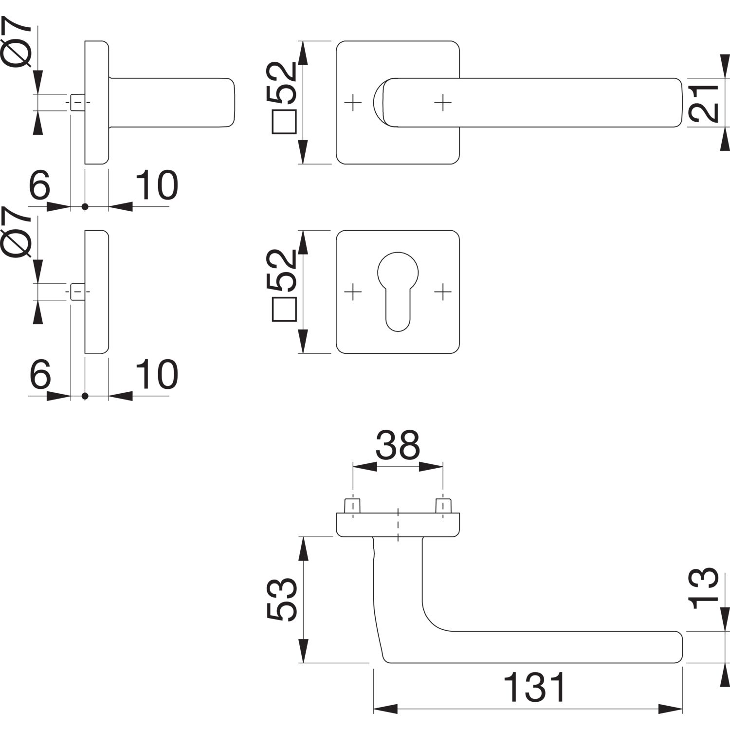Ključavnice za vrata DALLAS z rozeto, PZ, 37-42, HOPPE - 2