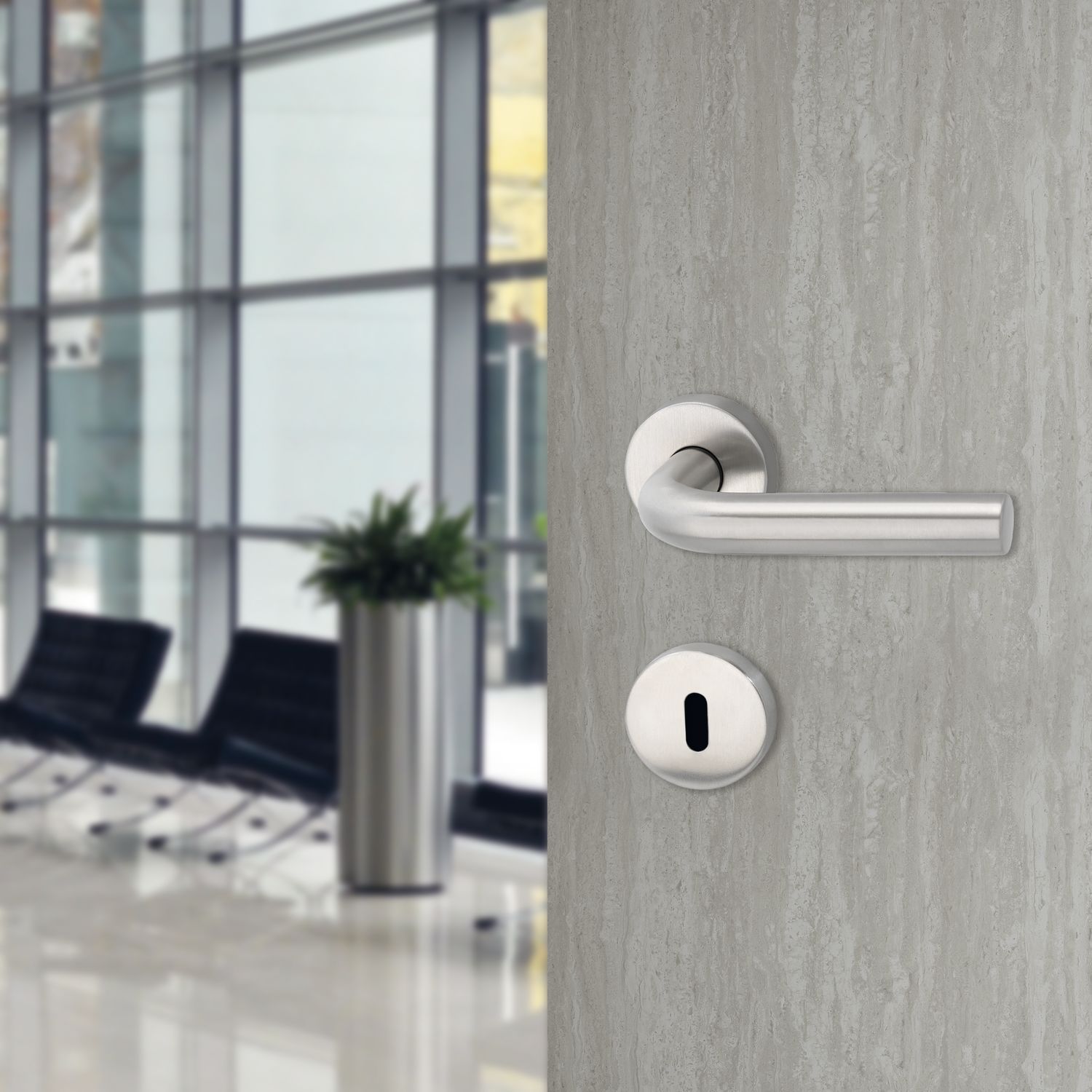 Ključavnice za vrata HORIZONT z rozeto, BB, 38-45, MARCHESI - Mat nerjaveče jeklo - 1