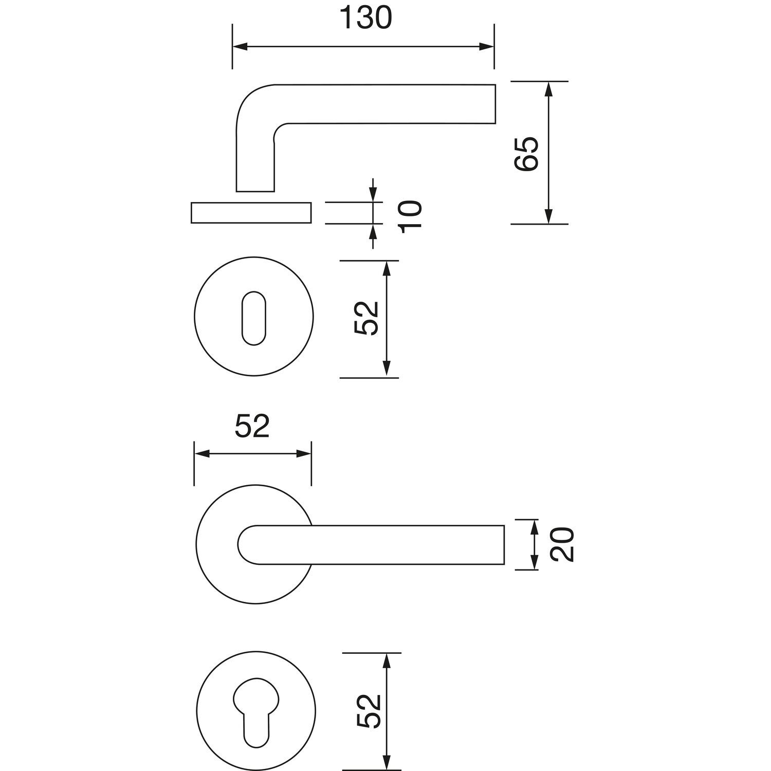 Ključavnice za vrata HORIZONT z rozeto, PZ, 38-45, MARCHESI - mat nerjaveče jeklo - 1