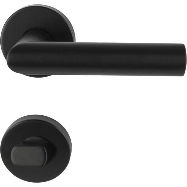 Črna kljuka za WC vrata GEHRUNG z rozeto, okrogla, MARCHESI