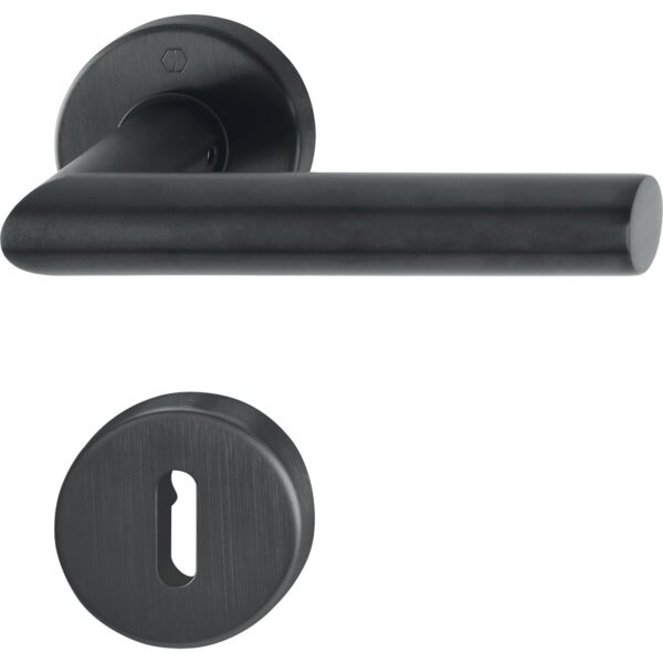 Črna kljuka za vrata HOPPE AMSTERDAM, rozeta BB, 37-42