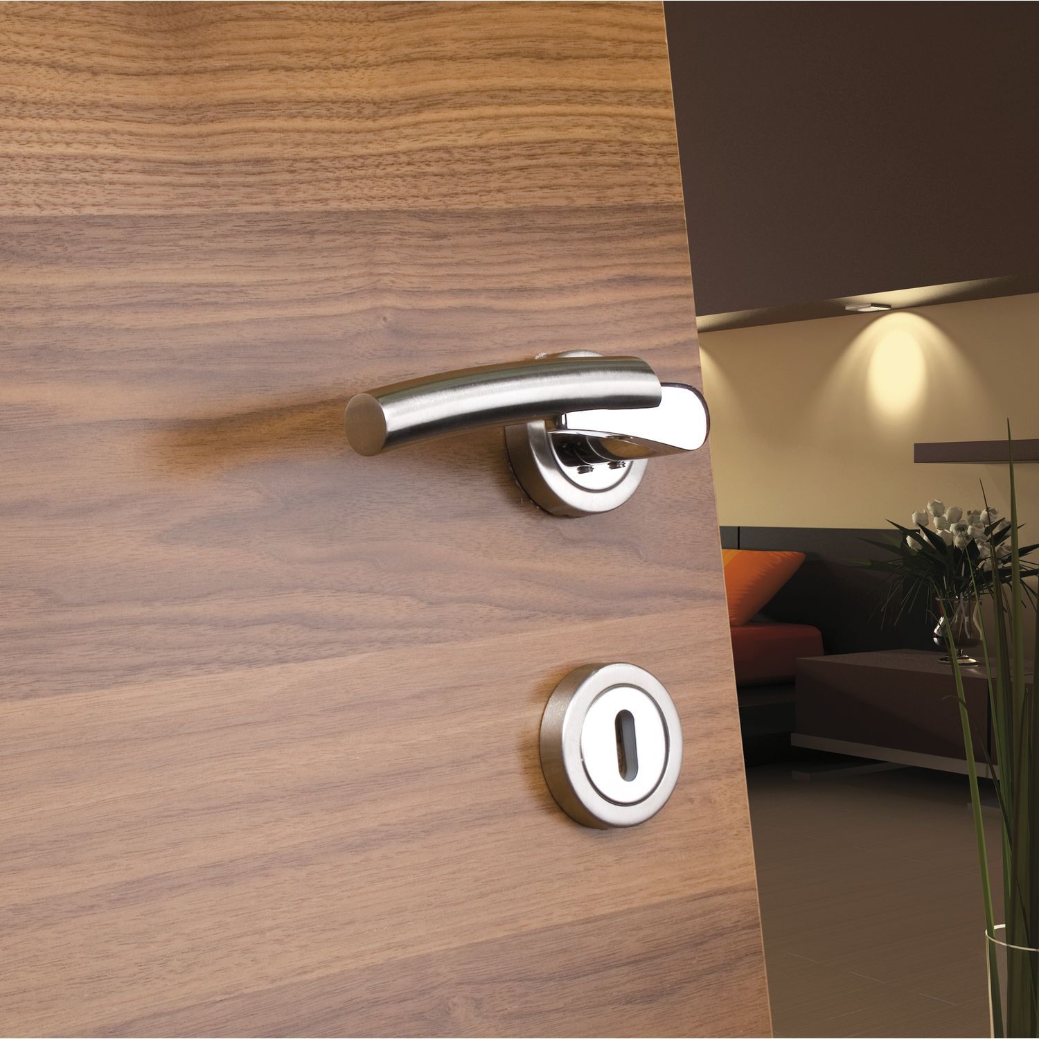 Ključavnice za vrata MIND z rozeto, WC, MARCHESI - krom/mat nerjaveče jeklo - 2