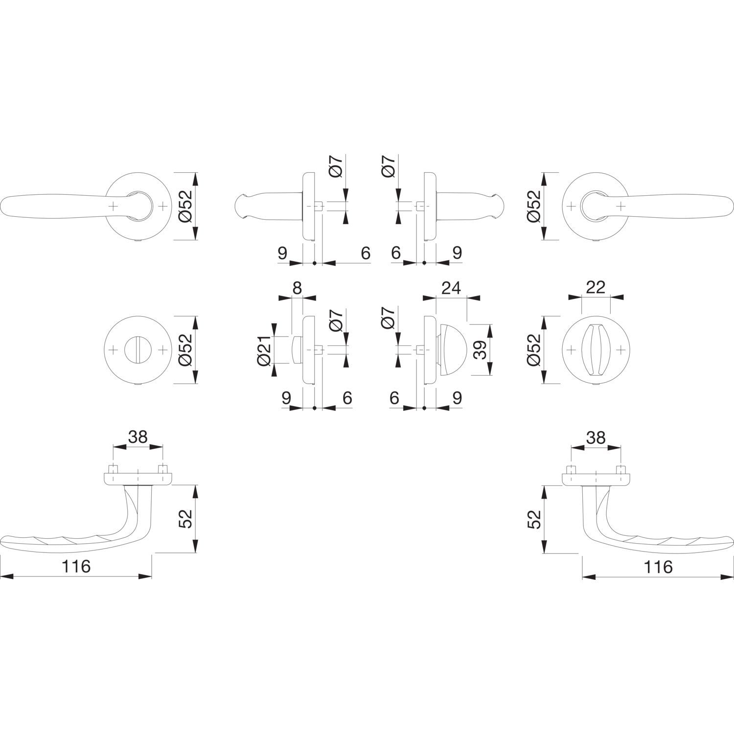 Ključavnice za vrata ROISSY s ščitom, WC, 39-44, HOPPE - 2