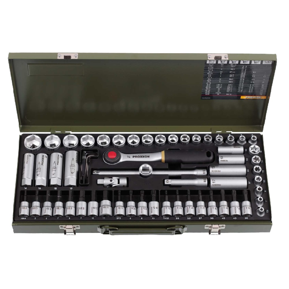 Komplet nasadnih ključev Proxxon 3/8″ 65 delov Komplet nasadnih ključev Proxxon 3/8″ 65 delov