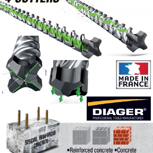 DIAGER SDS-plus 4G4 sveder za beton 10x210mm