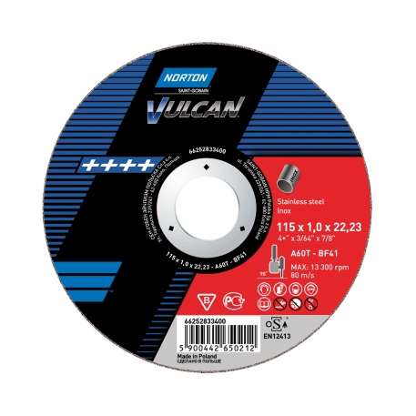 Norton rezalna plošča VULCAN za INOX 125x1.6x22,23 mm