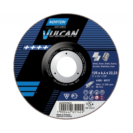 Brusna plošča Vulcan A30P za kovino – 115x6, 125x6, 180x6 mm