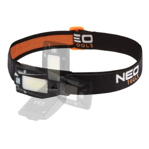 NEO TOOLS Naglavna polnilna svetilka 180 lm COB LED s senzorjem gibanja