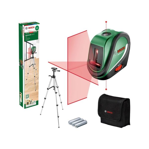 PLAVI BOSCH UniversalLevel 2 Set križni laser z vertikalnimi točkami