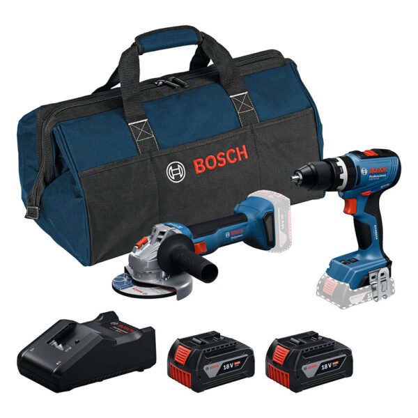 Bosch KOMBO set 18V: Udarni vrtalni vijačnik GSB 18V-65 + Kotni brusilnik GWS 18V-8
