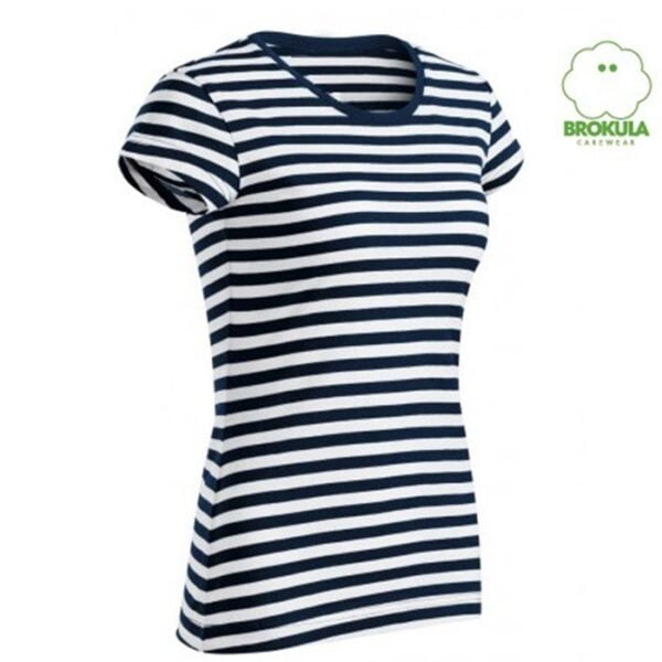 BROKULA Ženska majica SAILOR s kratkimi rokavi, 100% GOTS bombaž, prugasta