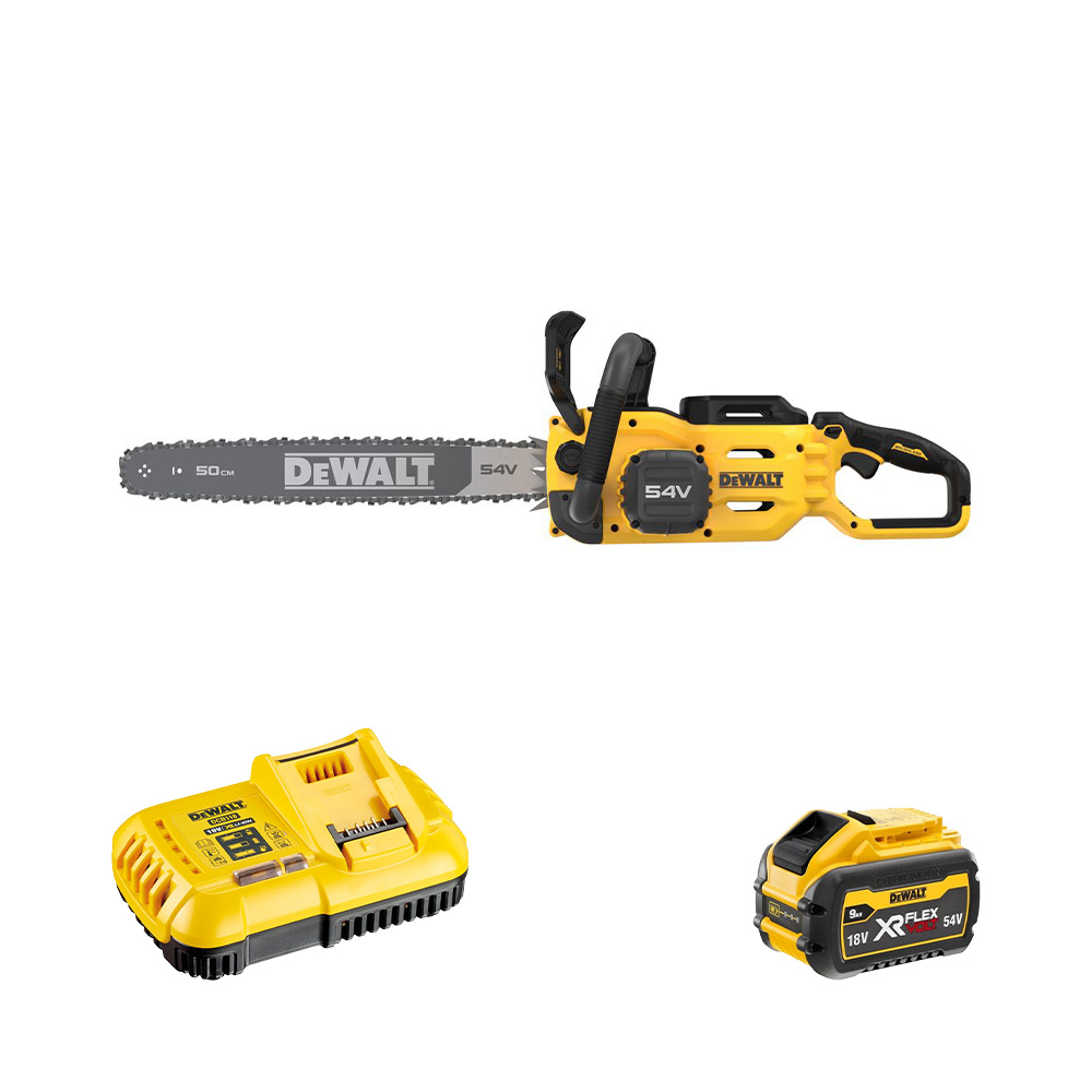 DeWalt Akumulatorska verižna žaga DCMCS575X1-QW 54V, 50 cm, s 9 Ah akumulatorjem in polnilnikom DeWalt Akumulatorska verižna žaga DCMCS575X1-QW 54V, 50 cm, s 9 Ah akumulatorjem in polnilnikom