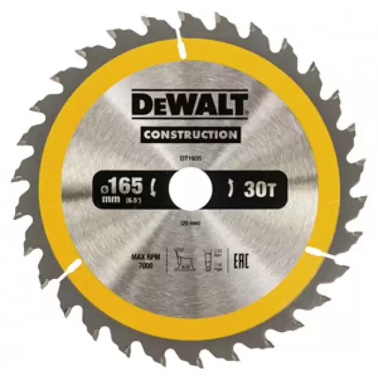 DeWalt List krožne žage za les DT1935, 165x20 mm, 30 zob