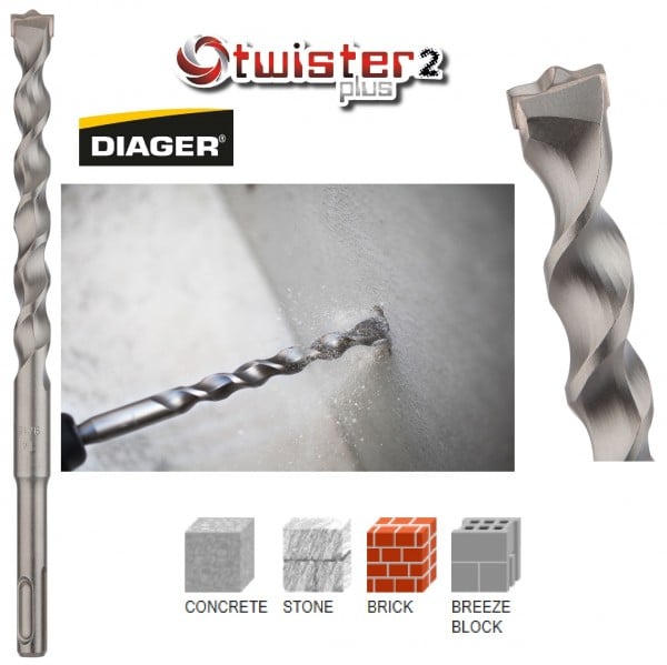 Diager udarni sveder SDS-PLUS TWISTER 6x160/100mm Diager udarni sveder SDS-PLUS TWISTER 6x160/100mm