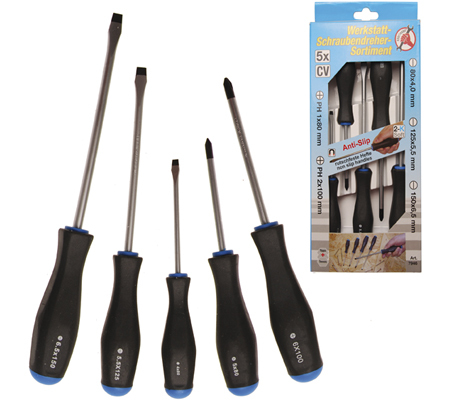BGS Komplet izvijačev, 5-delni: SL 4, 5.5, 6.5 mm in PH1, PH2 BGS Komplet izvijačev, 5-delni: SL 4, 5.5, 6.5 mm in PH1, PH2
