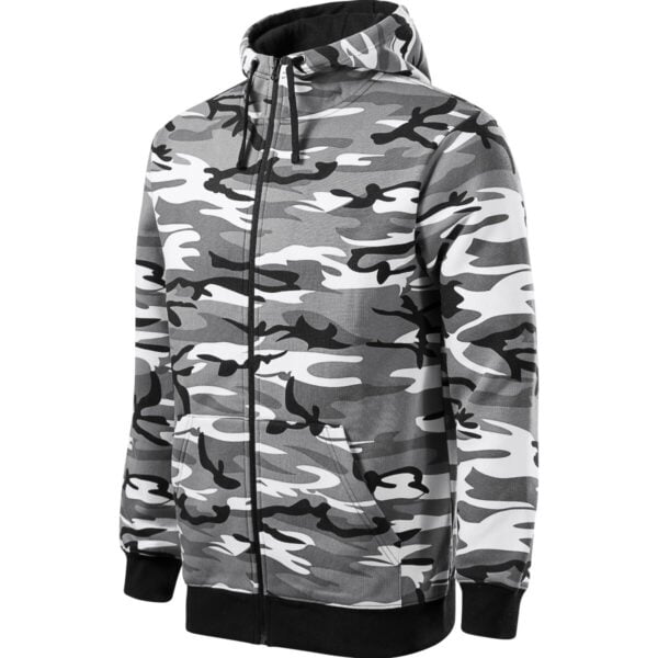 Malfini Moška jopa s kapuco CAMO ZIPPER C19, 3XL, Maskirno siva