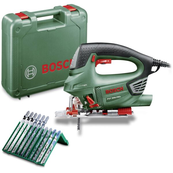 Zeleni Bosch PST 900 PEL električna vbodna žaga, set