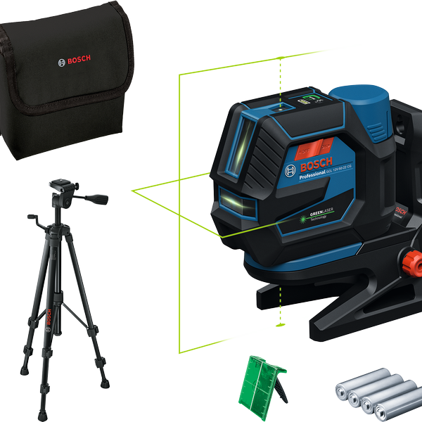 PLAVI BOSCH Kombinirani laser GCL 12V-50-22 CG z AA baterijami in stativom
