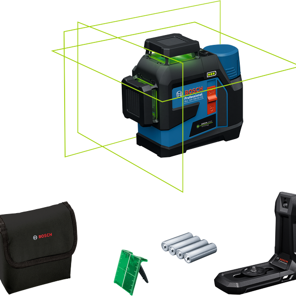 PLAVI BOSCH PRO GLL 12V-100-33 CG akumulatorski laserski nivelir 3x360° (z 4x AA baterijami in držalom LB 10)