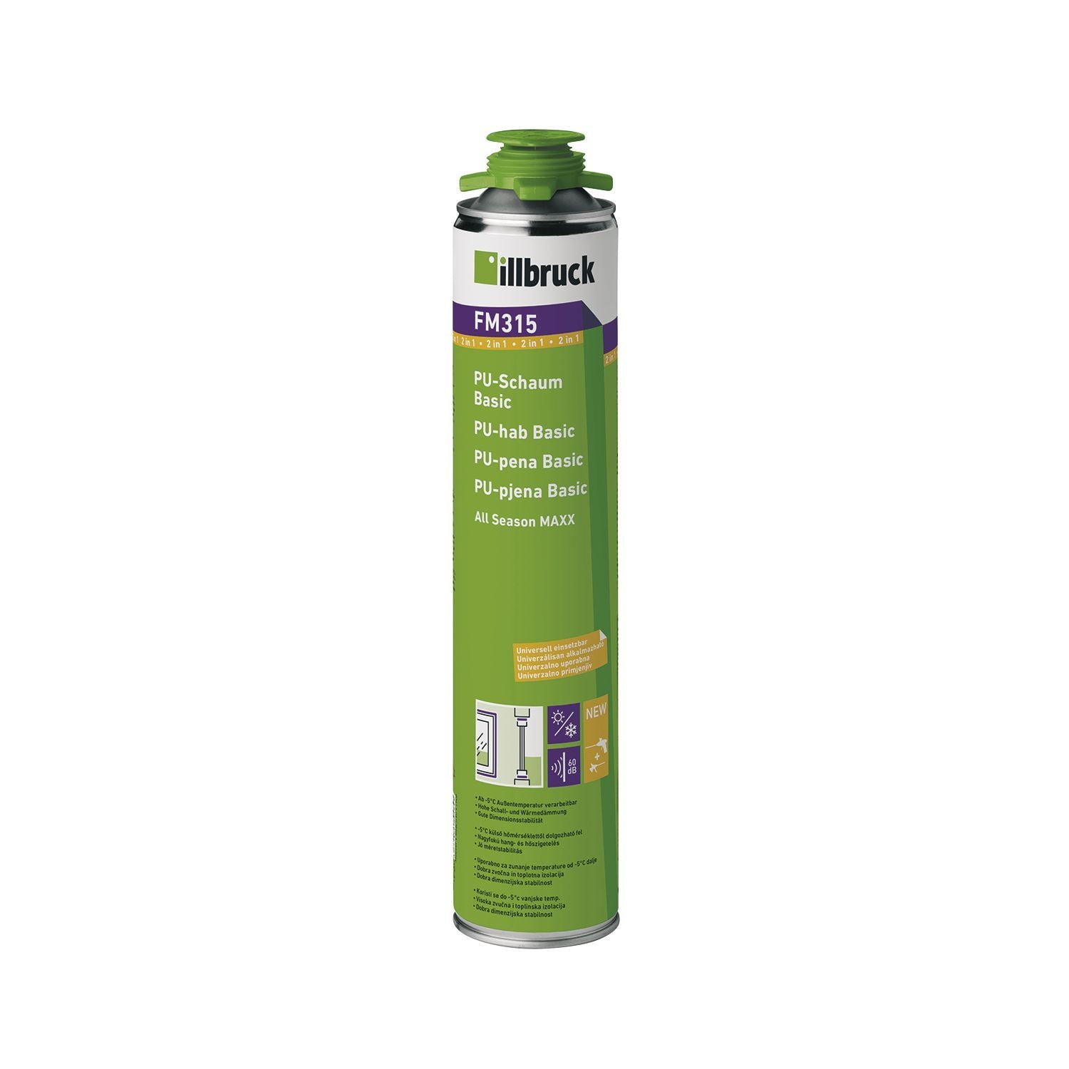 illbruck FM315 1K Pištoljska pur pena Basic All Season MAXX B3, 880ml