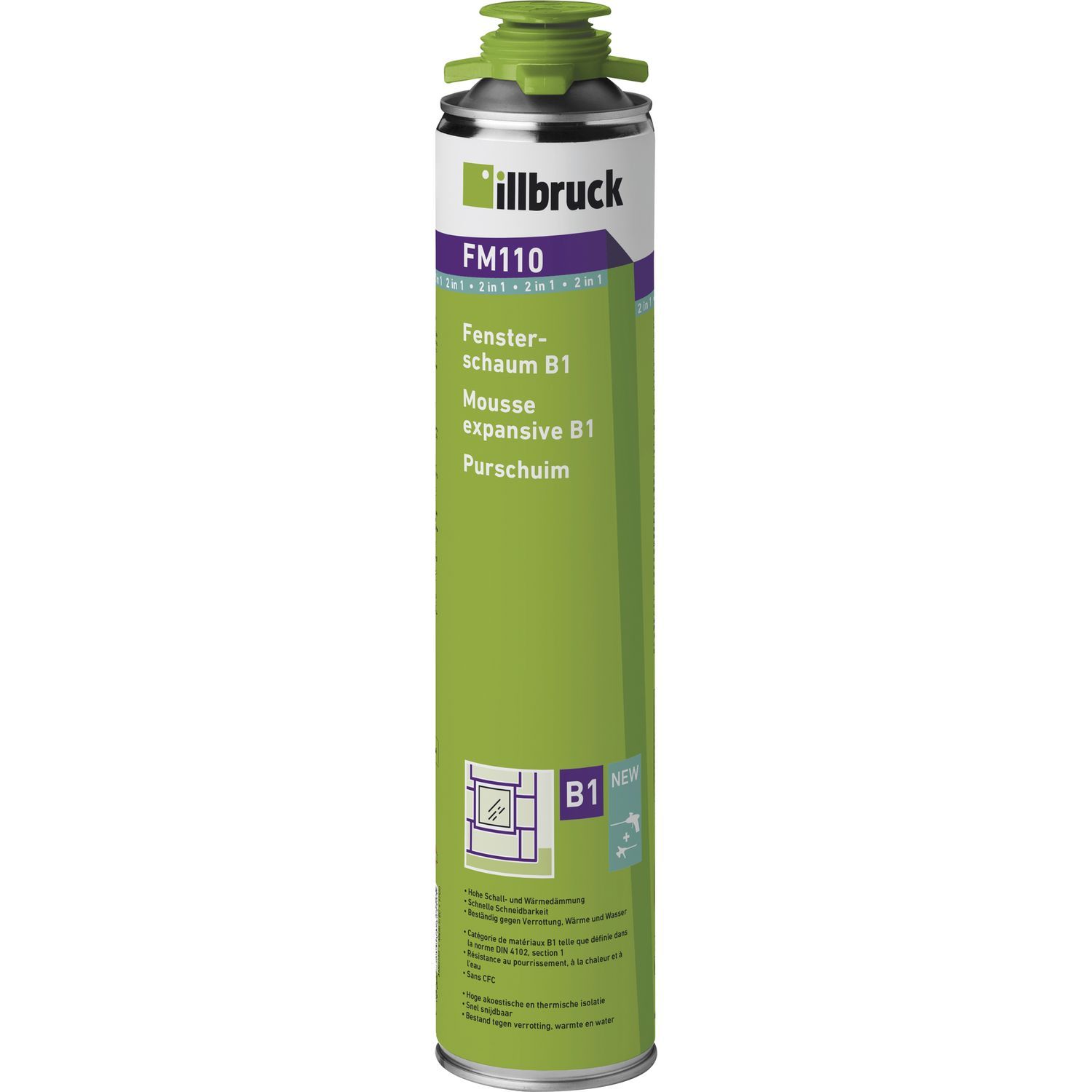 Illbruck FM110 1K pištoljska PUR pena 750ml B1 težko vnetljiva Illbruck FM110 1K pištoljska PUR pena 750ml B1 težko vnetljiva