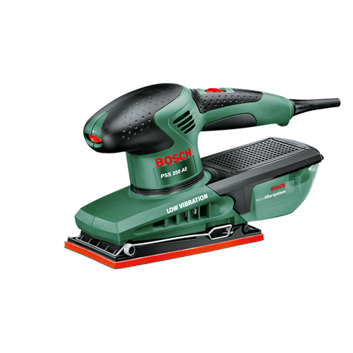 Zeleni Bosch Oscilacijski Brusilnik PSS 250 AE, 250 W, z Mikrofiltrom in 25 Brusnimi Listi