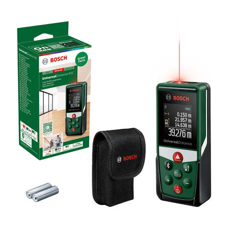 Zeleni Bosch UniversalDistance 50C laserski merilnik razdalje (napajanje na AA baterije) Zeleni Bosch UniversalDistance 50C laserski merilnik razdalje (napajanje na AA baterije)
